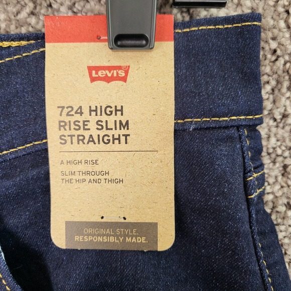 Levi's 724 High Rise Slim Straight Dark Wash Jeans Women's Size 30x32 NWT - Picture 4 of 9